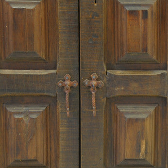 Barn Wood Hutch - Double Wide Partial Glass Display